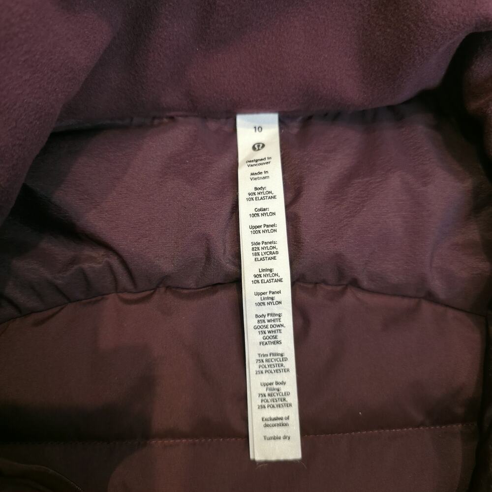 Lululemon Down For It All Vest Garnet Red Goose Down Puffer Size 10 NWOT W4CB0S - Picture 14 of 15